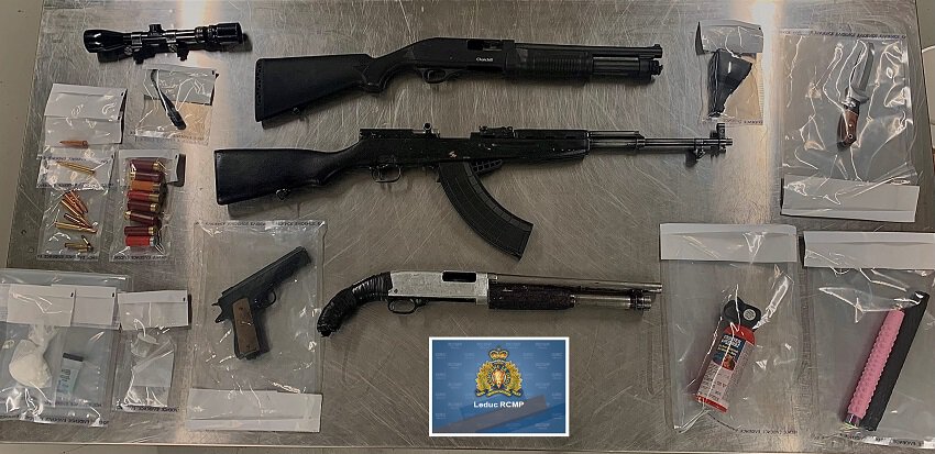 Guns and drugs seized by Leduc RCMP.