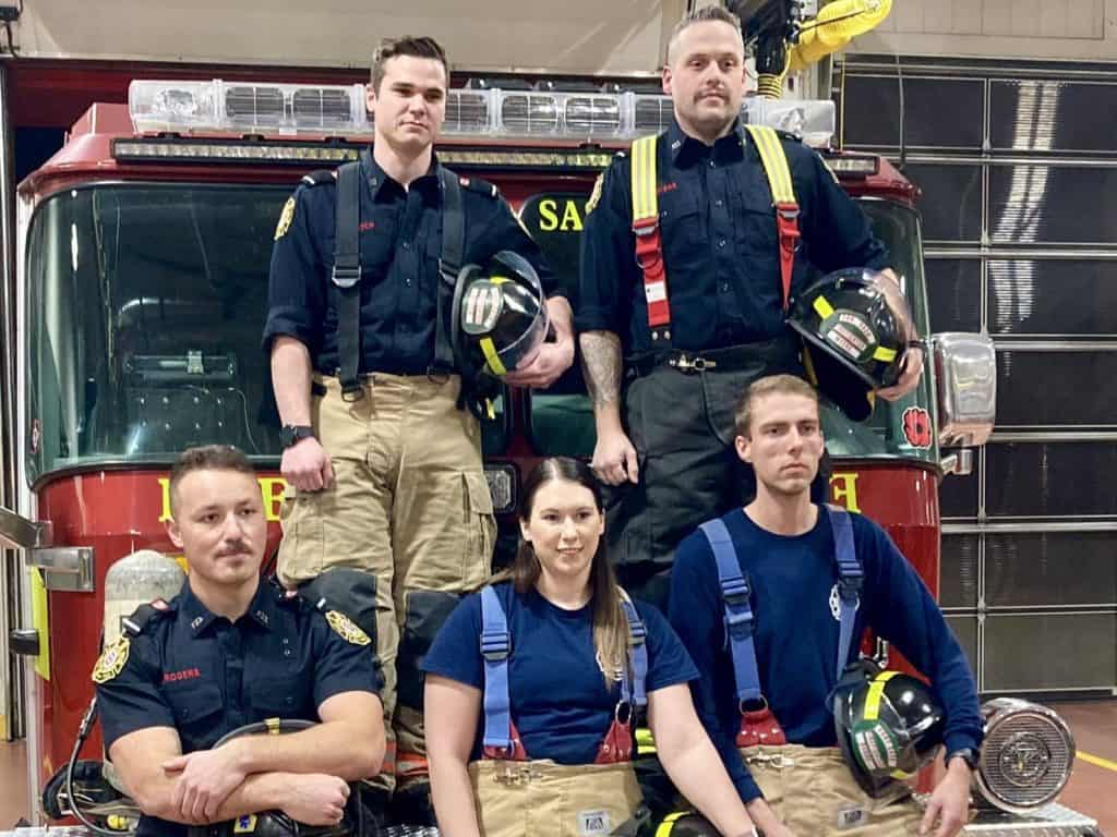 Five of the six new Fort Saskatchewan Fire Fighters.