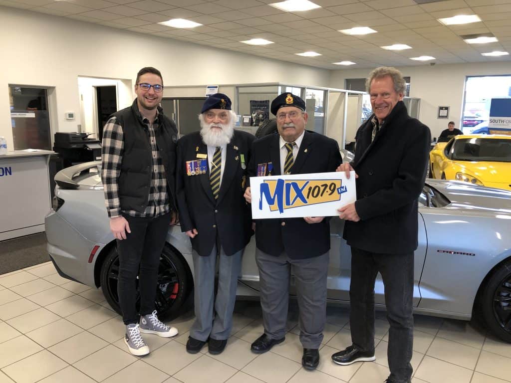 Denis Gollinger, Bill St. Thomas both from the Legion Daniel Hessing General Sales Manager Southfort Chevrolet Rob Christie from MIX
