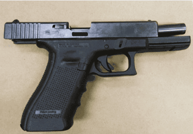 The handgun seized by police.