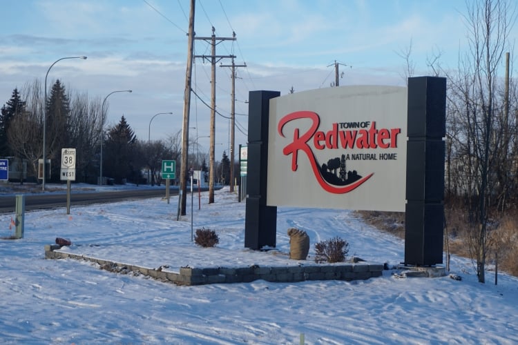 Town of Redwater sign.