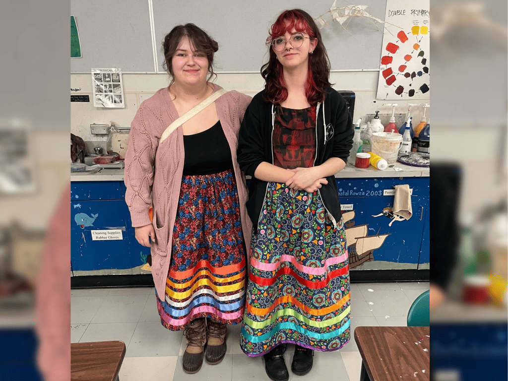 EIPS Students wearing ribbon skirts.