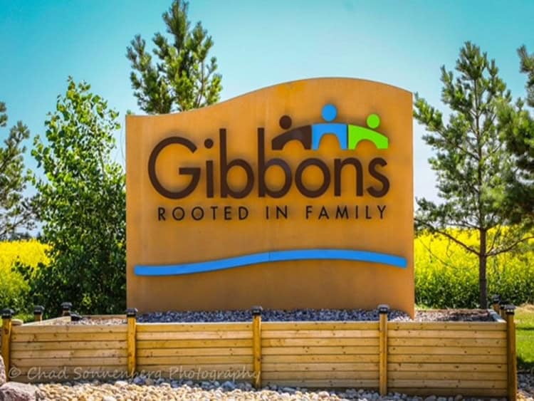 Gibbons town sign.