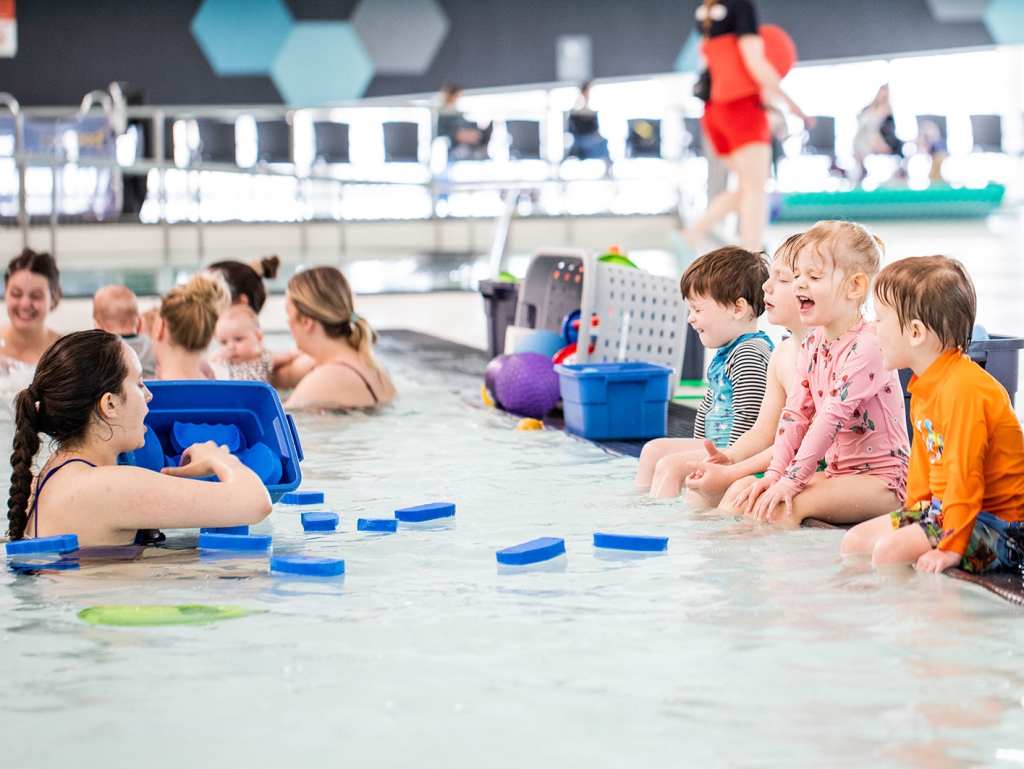 Kids at a pool.