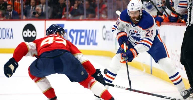 Oilers Leon Draisaitl against the Florida Panthers in SCF Game 2