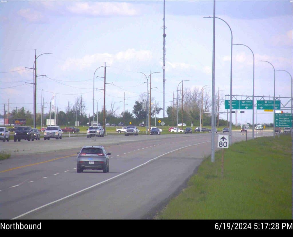 Highway camera image of accident scene at Hwy 15 and 825 June 19, 2024