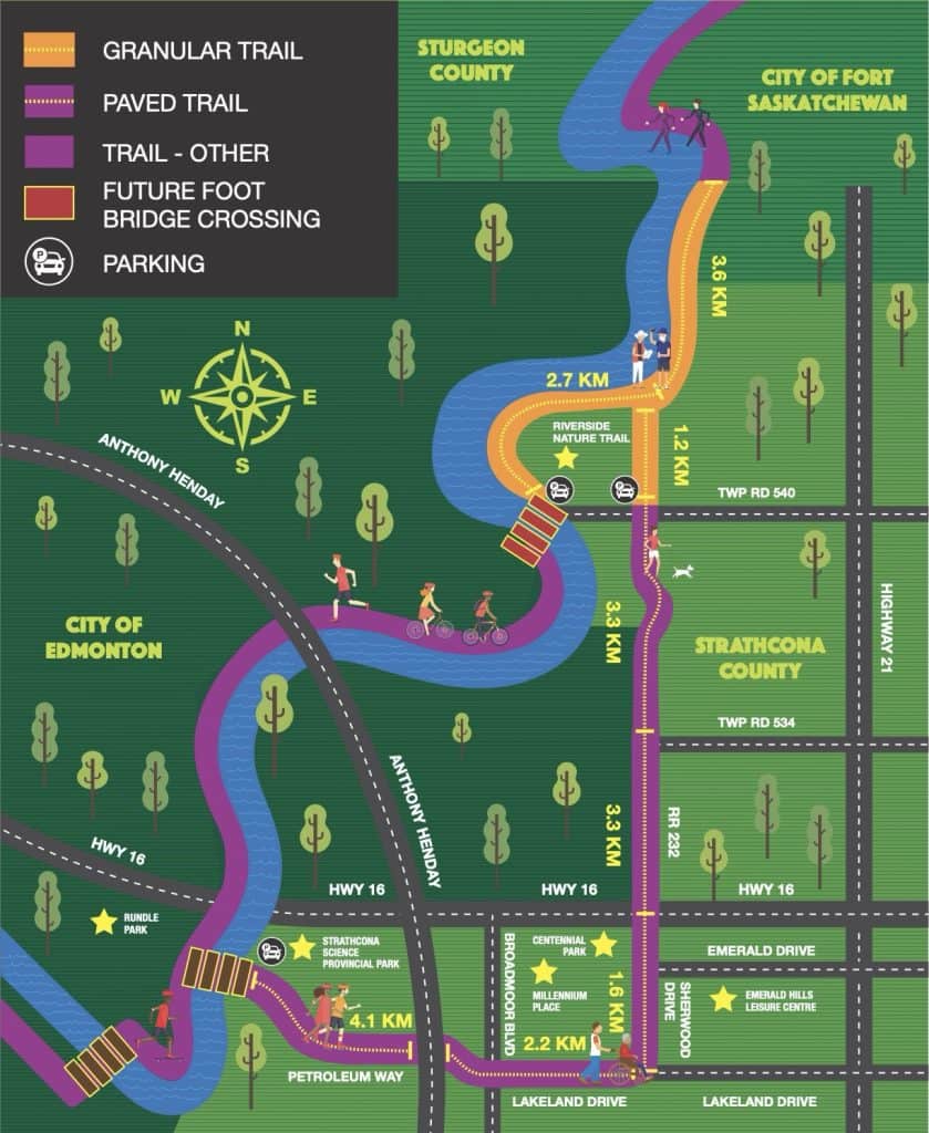 Map of Edmonton-Strathcona County Footbridge