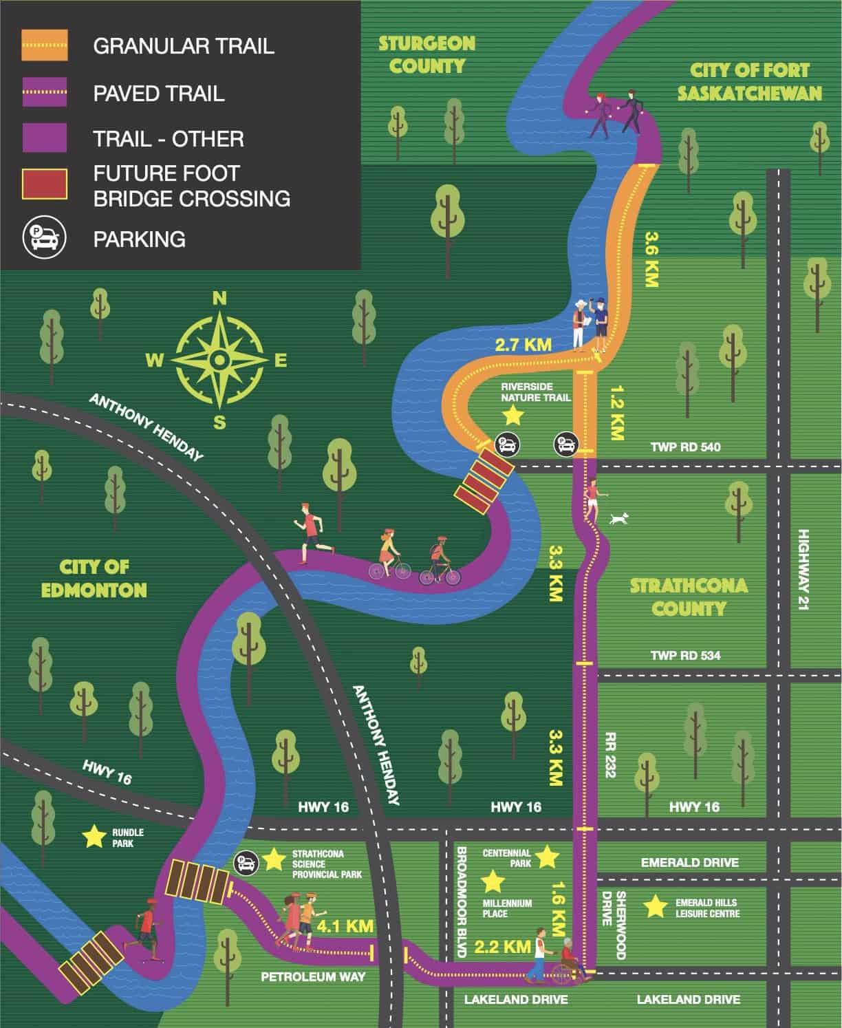 Map of Edmonton-Strathcona County Footbridge