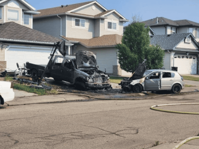 Remnants of the multi-vehicle fire in Clarkdale Meadows on Sunday, July 21. Photo courtesy of SCES