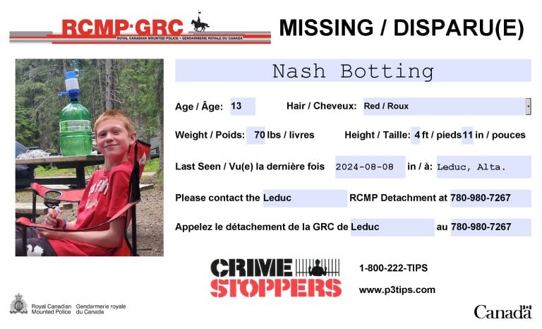 Missing Person Poster of Nash Botting