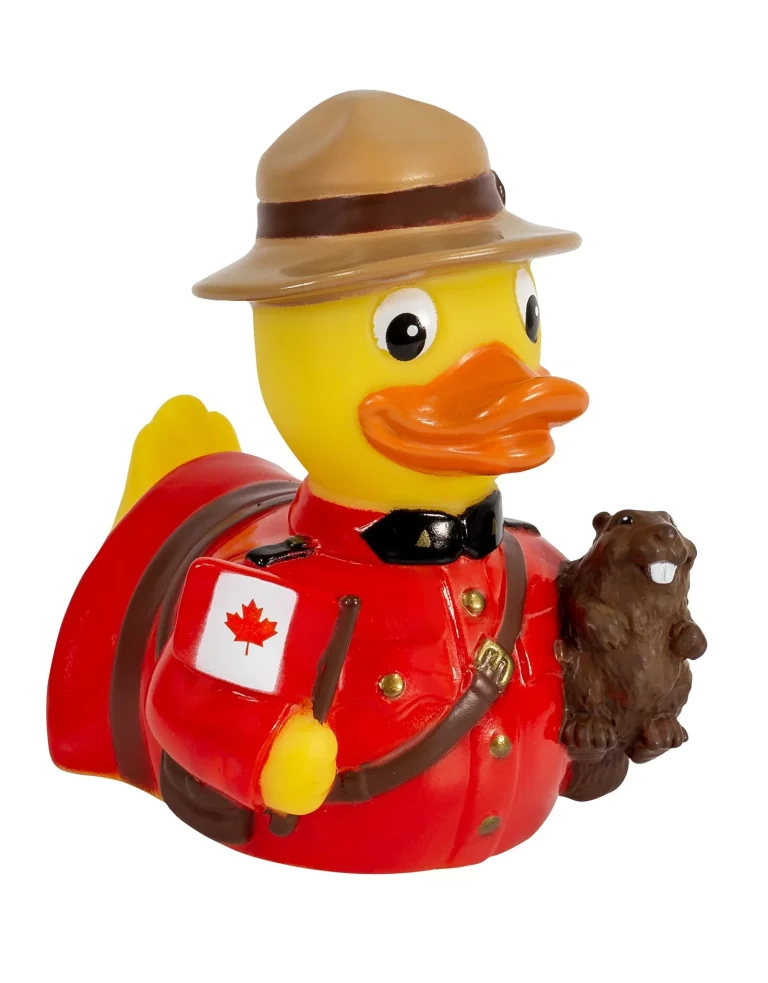 An image of a rubber duck dressed as a mountie