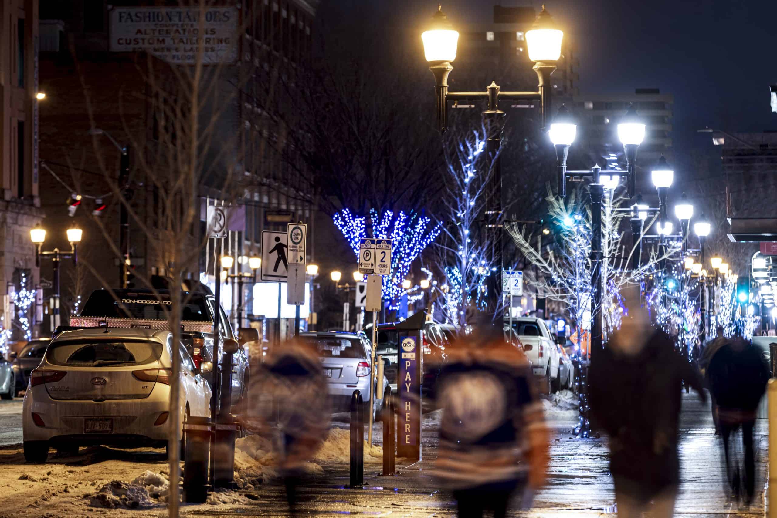 104 Street crowd in winter