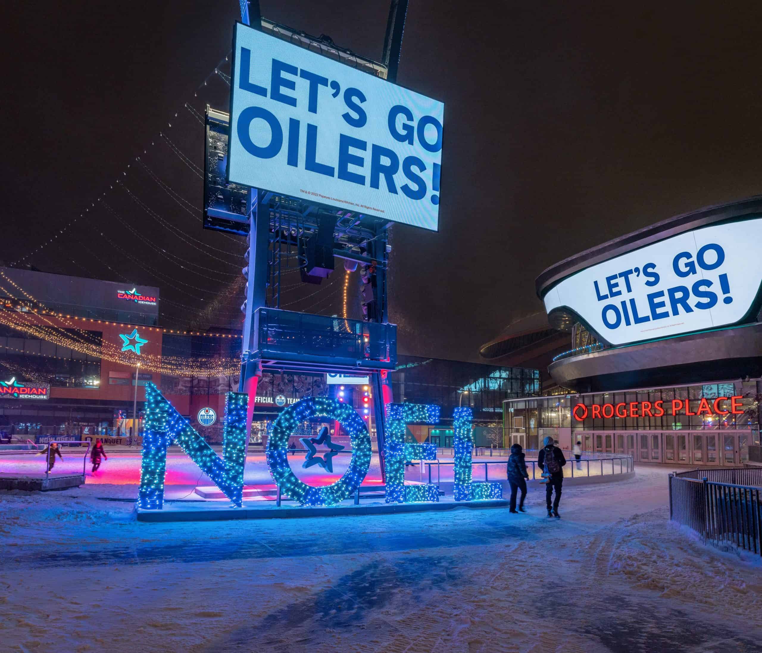 ICE District rink at night in winter