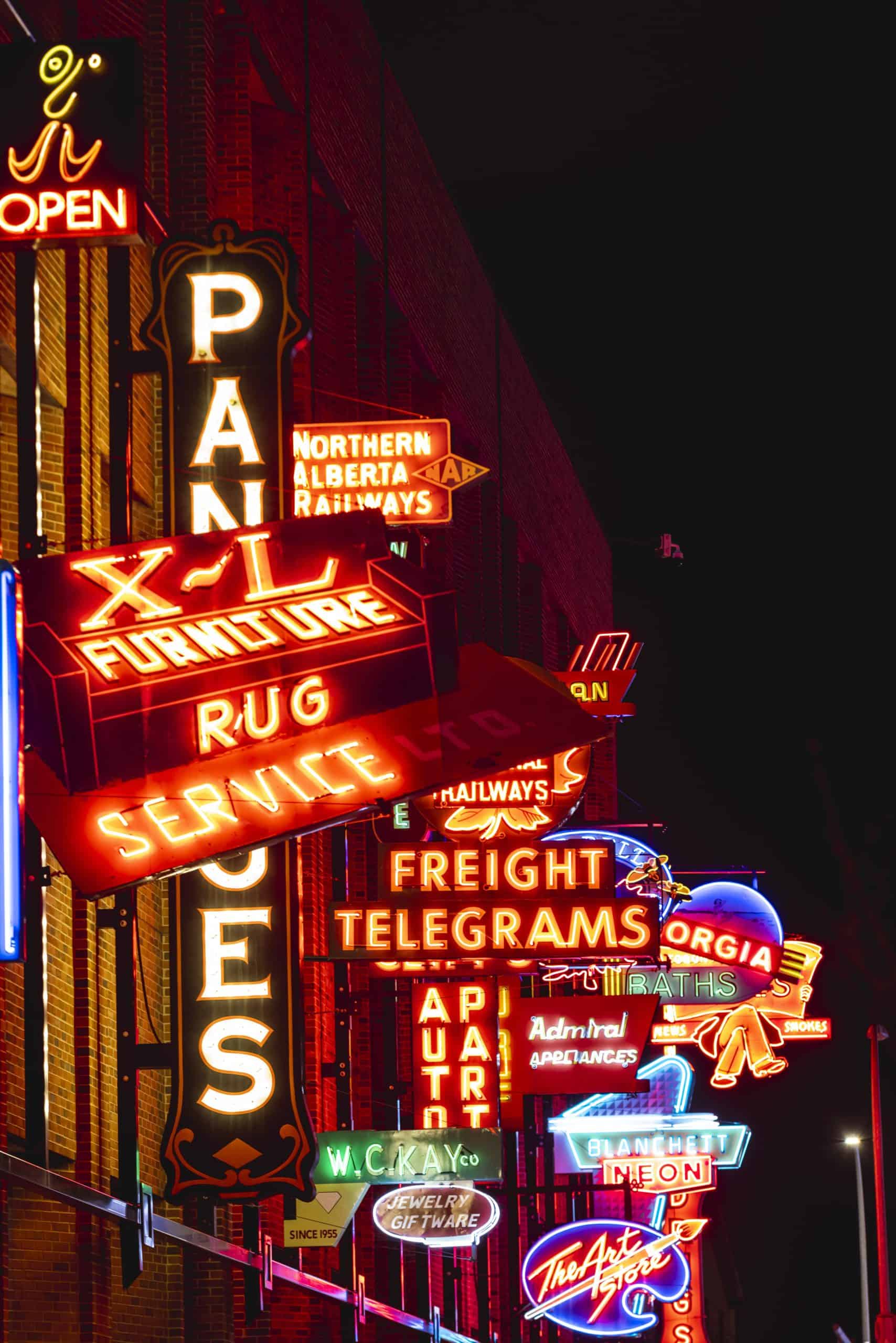 Neon Sign Museum at night