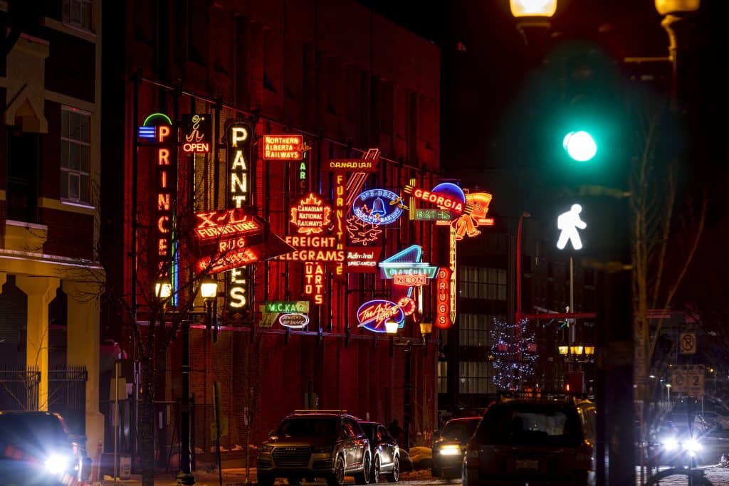 Neon Sign Museum at night in winter.