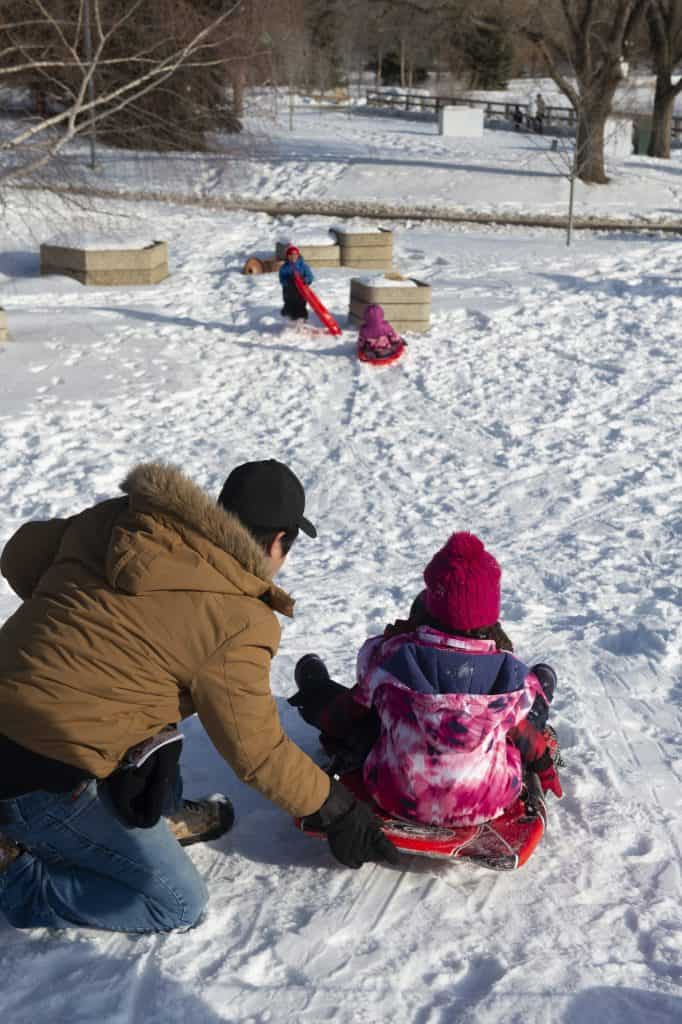 Sledding in Rundle Park