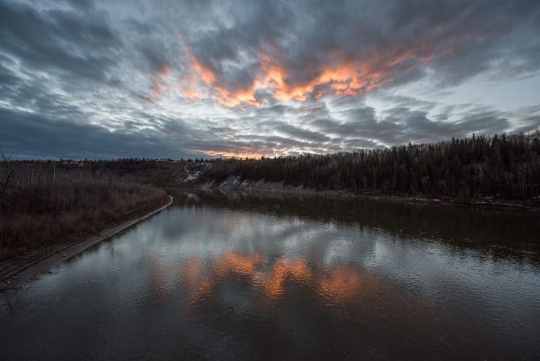 River valley south at sunset