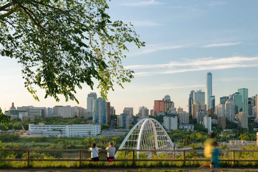 Downtown skyline with Walterdale Bridge.