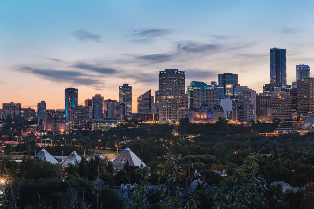 Summer skyline at dusk.