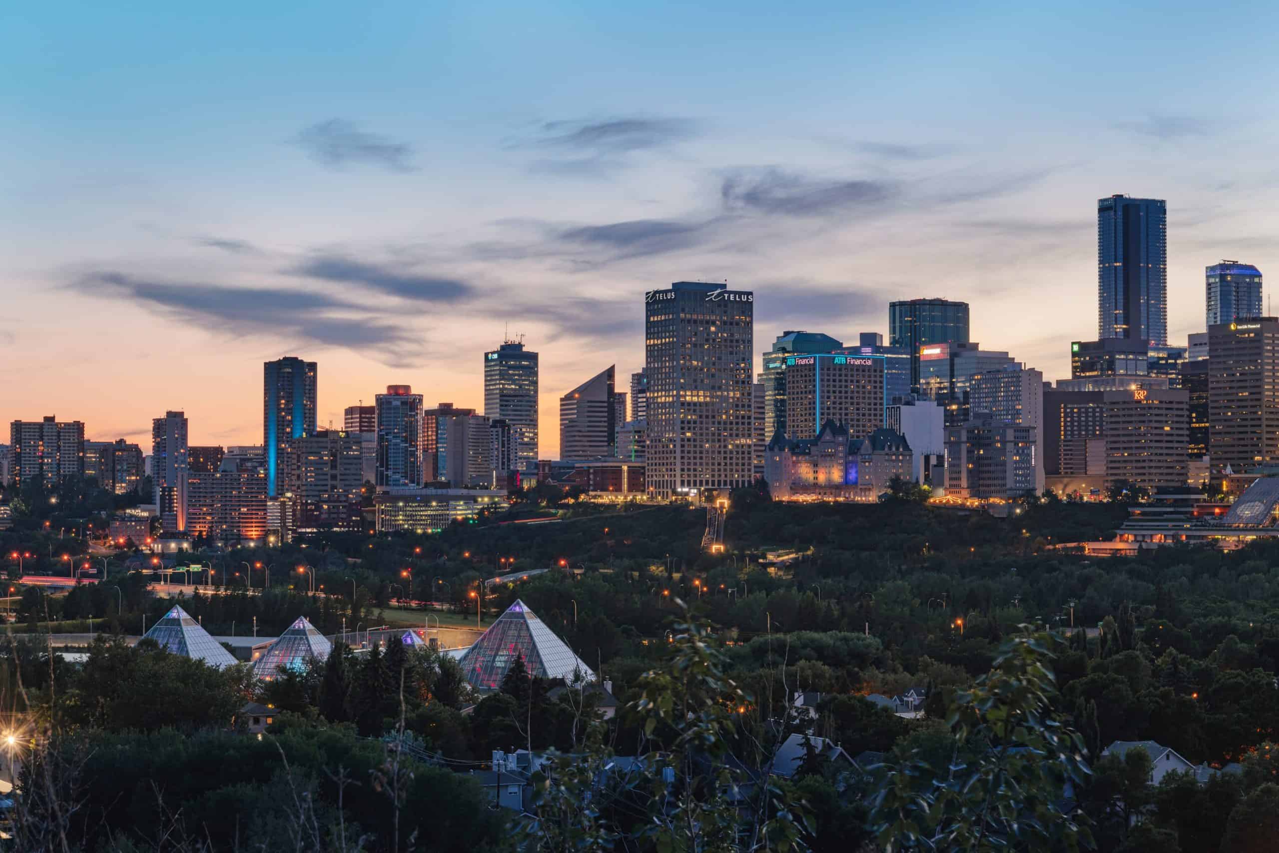 Summer skyline at dusk.