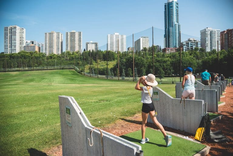 Victoria Park driving range in summer.