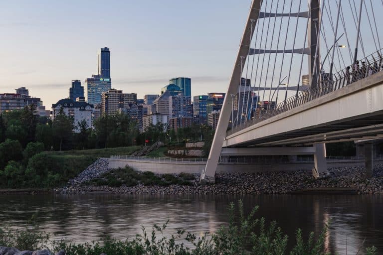 Walterdale Bridge across the river.