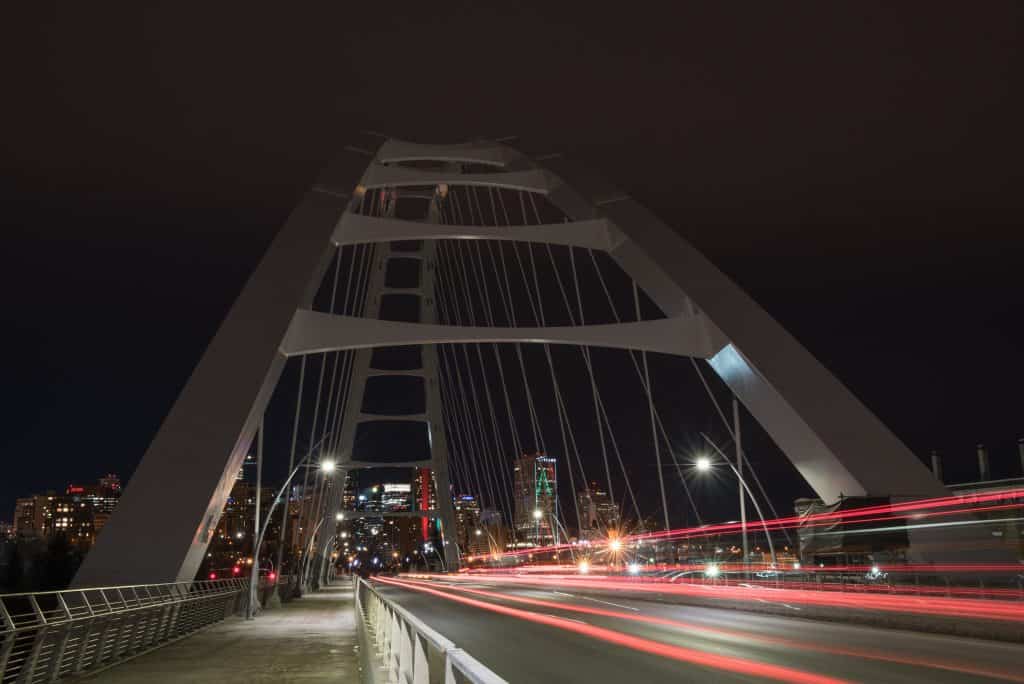 Streaking lights on the Walterdale Bridge