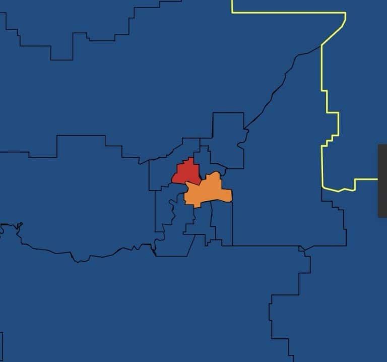 Map of electoral results in and around Edmonton, April 28, 2025