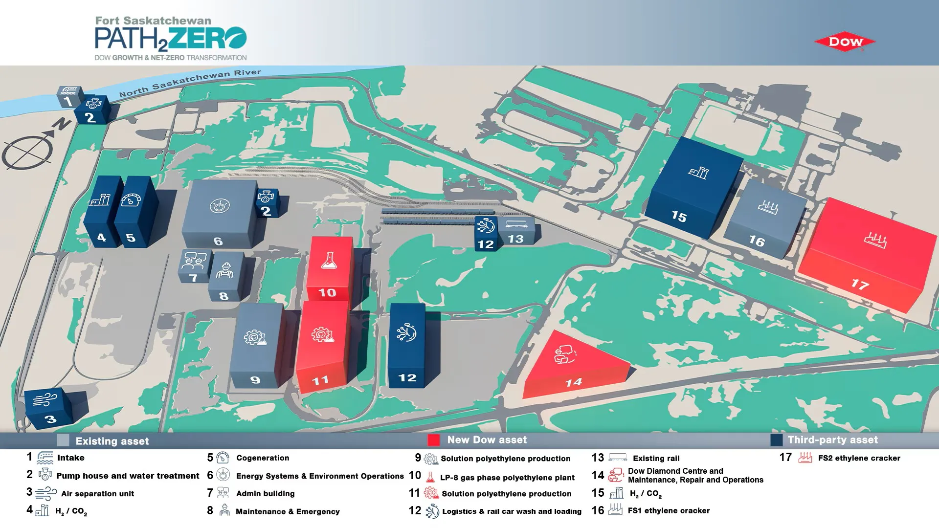 Layout of the Dow Chemical Path2Zero net-zero petrochemical project