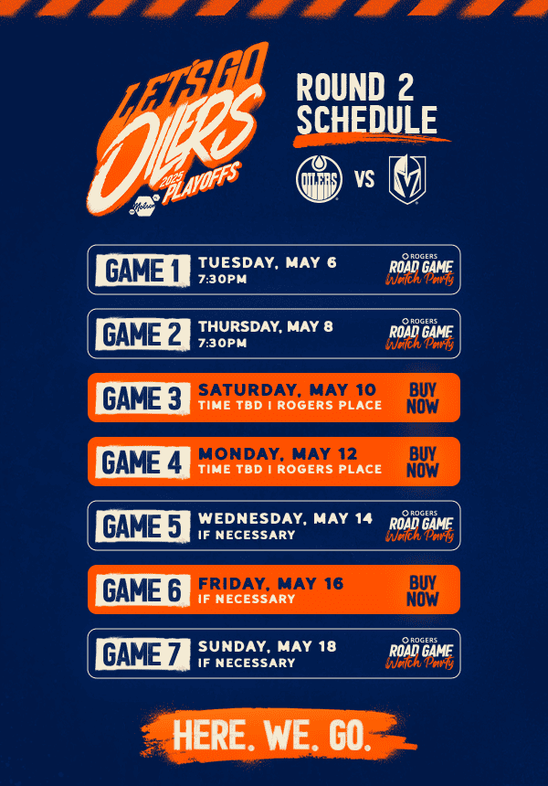 Oilers-Golden Knights schedule