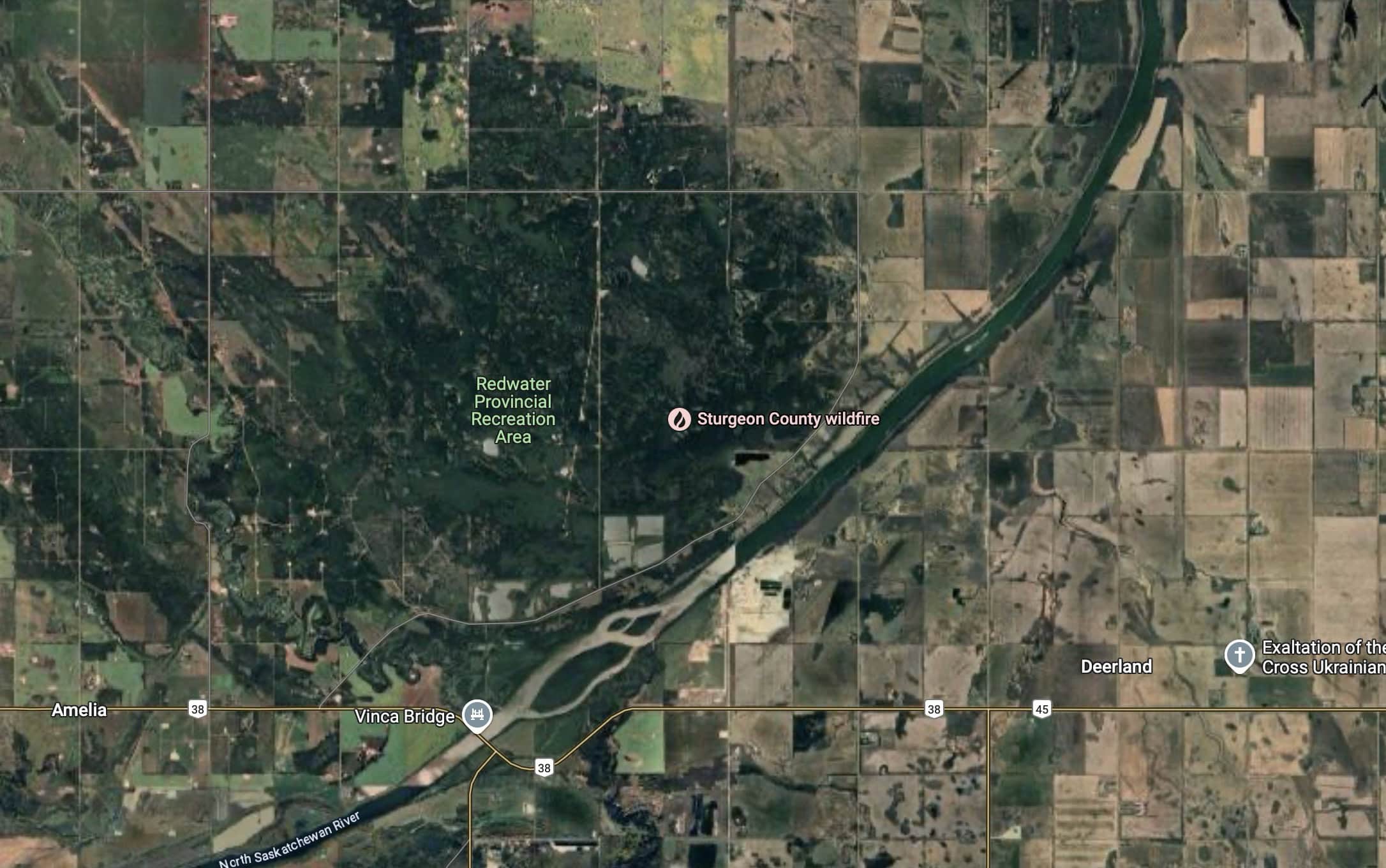 Map of Sturgeon County wildfire area