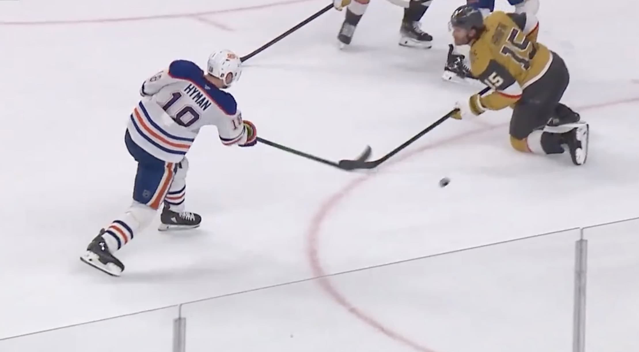Zach Hyman takes a shot that finds the back of the net for the winner in the 3rd Period of Game 1.