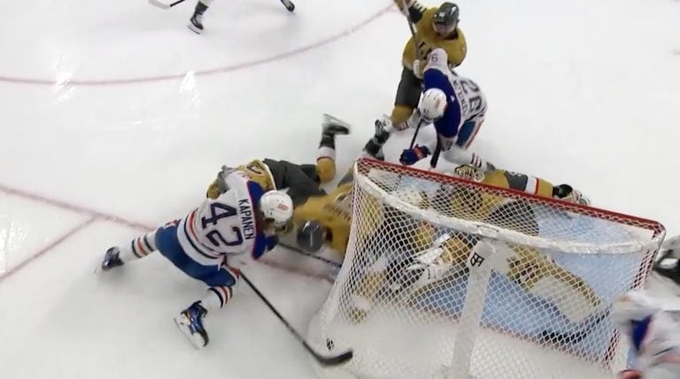 Kasperi Kapanen bangs away at the rebound and scores the game and series winner in overtime of Game 5