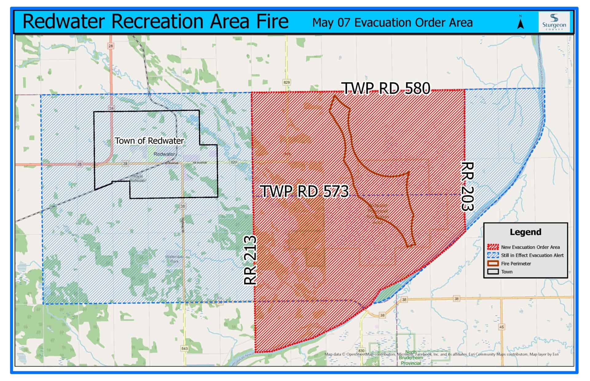 Map of evacuation order area, May 7, 2025