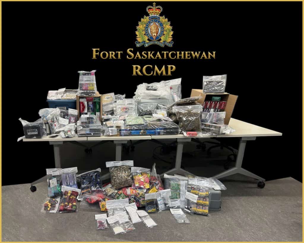 Image of contraband seized in Fort Saskatchewan drug bust.